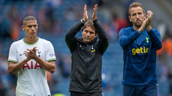 Tottenham’s Richarlison, Antonio Conte and Harry Kane